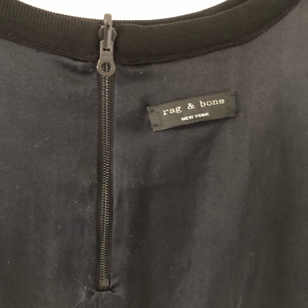 rag & bone Black Reversible Silk Top with Back Zip